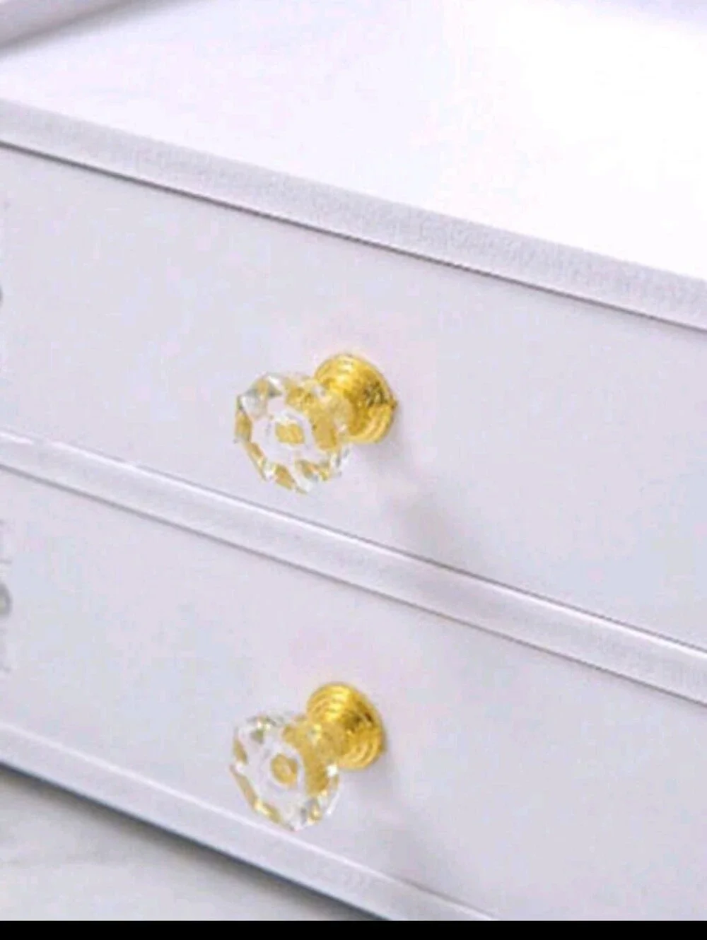 White Wooden Makeup Organizer with Mirror - Compact Vanity Storage